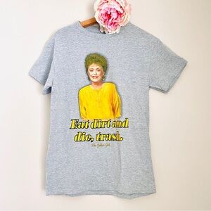 Spencer's The Golden Girls Graphic Tee Small Blanche Light Gray Eat Dirt And Die